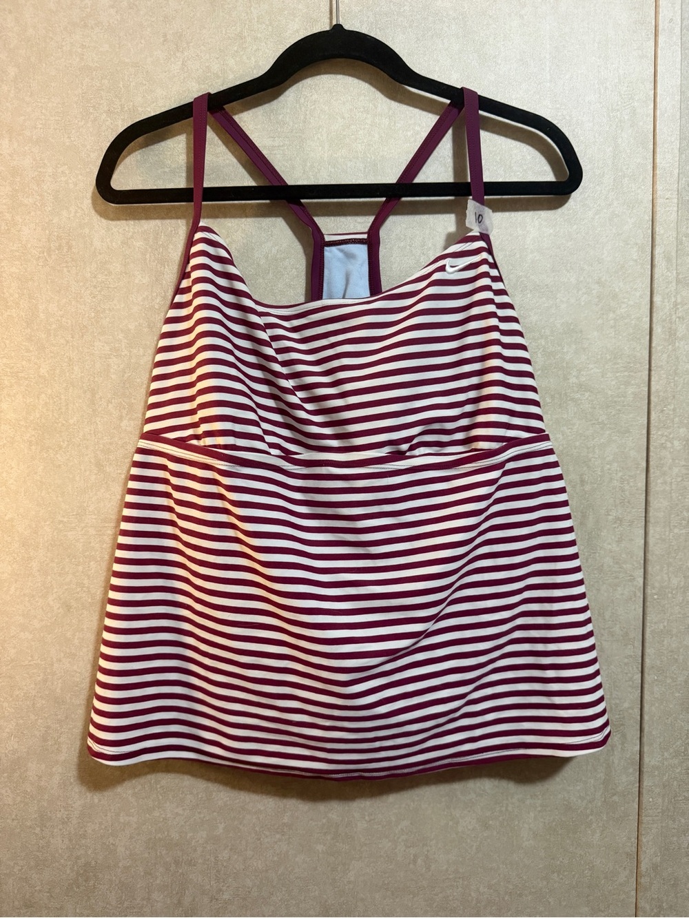Nike Striped Camisole Tank - White and Burgundy